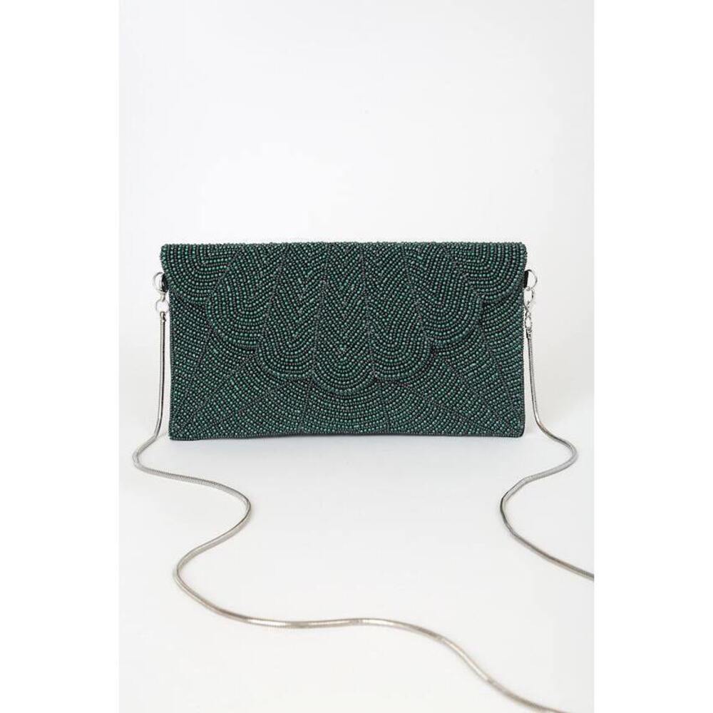 Lulus Junipero Emerald Green Beaded Clutch - Size One Size